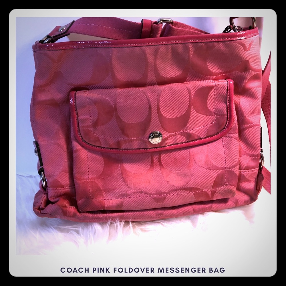 Authentic Coach Pink Crossbody Messenger Bag.